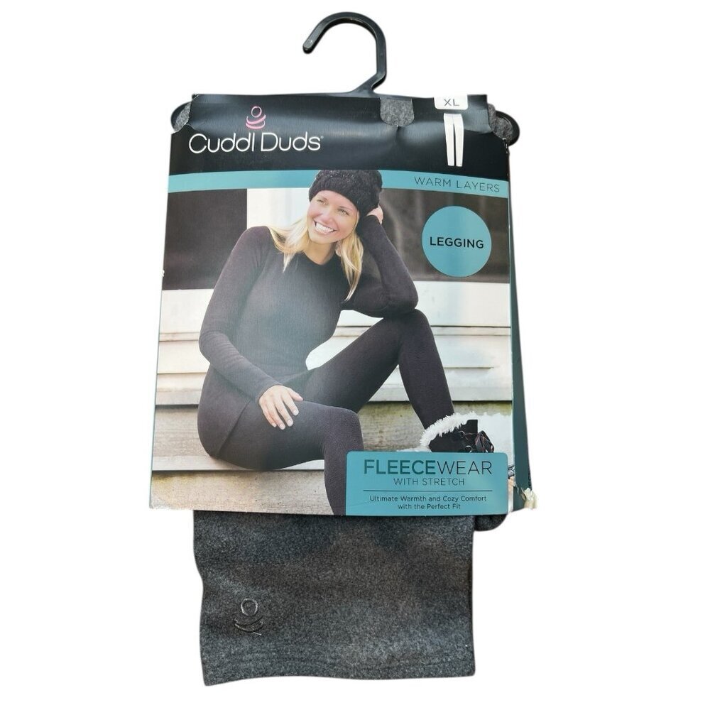 Cuddl Duds Women’s Stretch Fleecewear Leggings XL Gray Baselayer Warmth Comfort